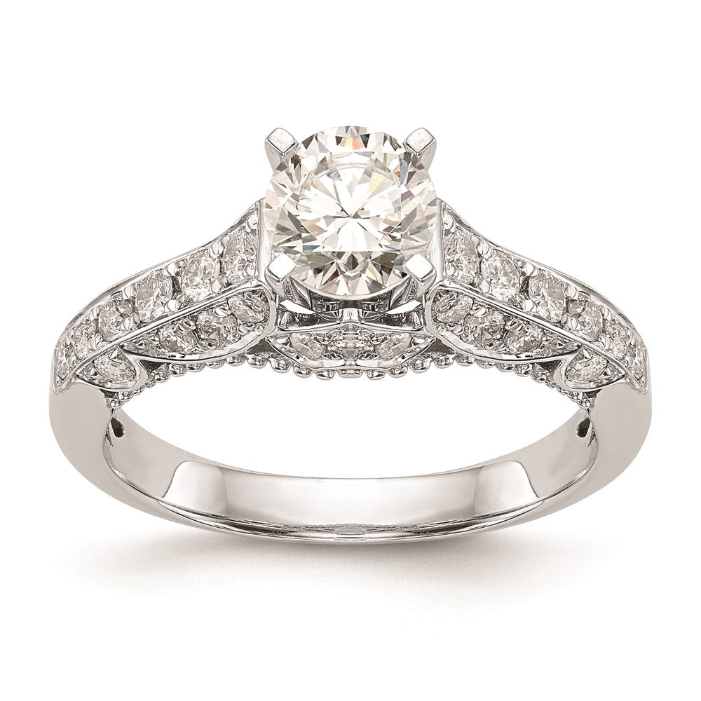 0.62ct. CZ Solid Real 14K White Gold Peg Set Engagement Ring