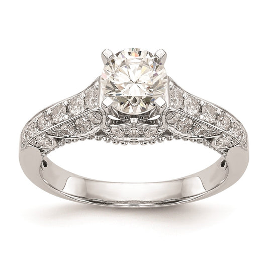 0.62ct. CZ Solid Real 14K White Gold Peg Set Engagement Ring