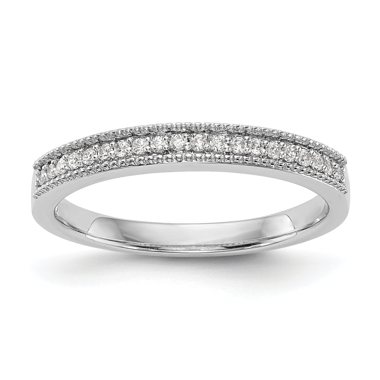 0.12ct. CZ Solid Real 14k White Gold Wedding Wedding Band Ring