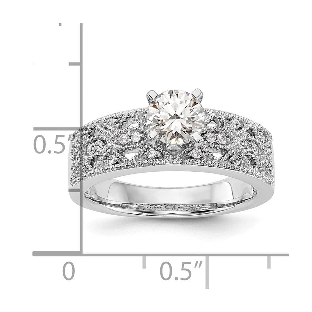 0.10ct. CZ Solid Real 14K White Gold Peg Set Engagement Ring