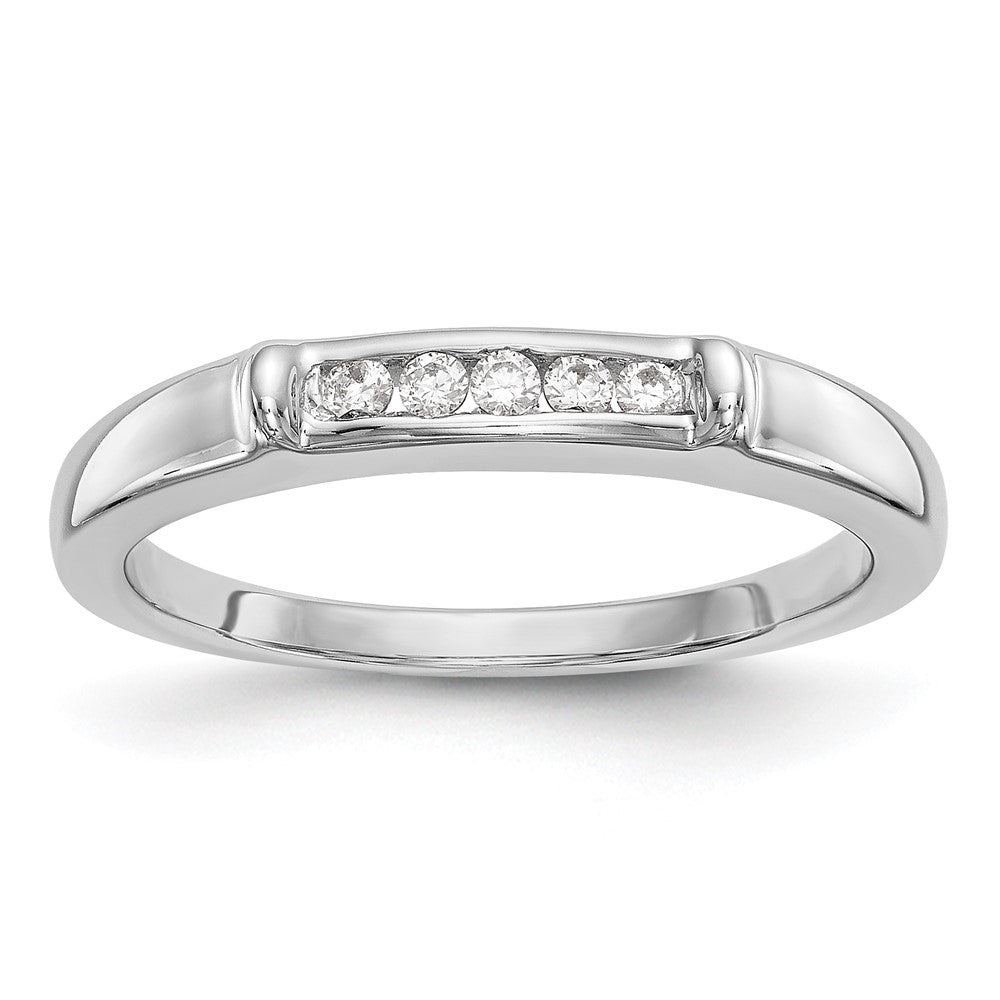 0.10ct. CZ Solid Real 14k White Gold Wedding Wedding Band Ring