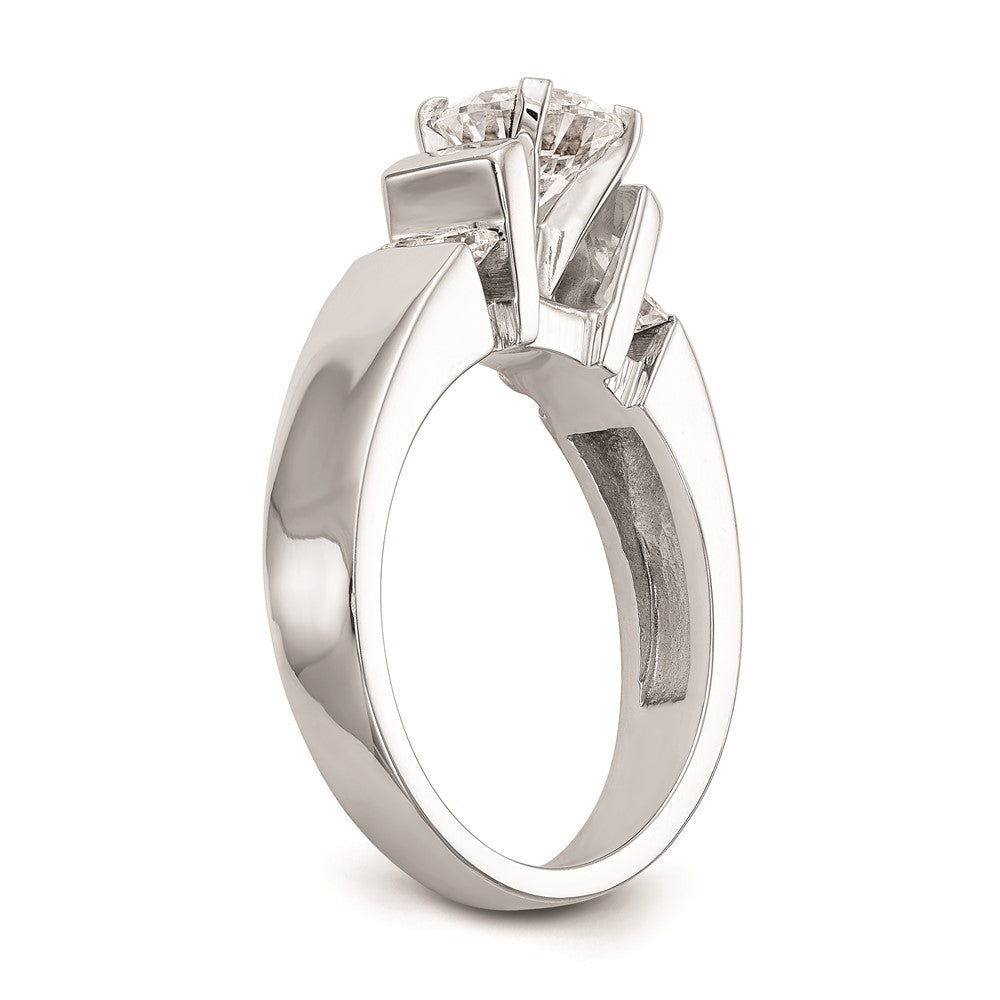 0.25ct. CZ Solid Real 14K White Gold Peg Set Engagement Ring