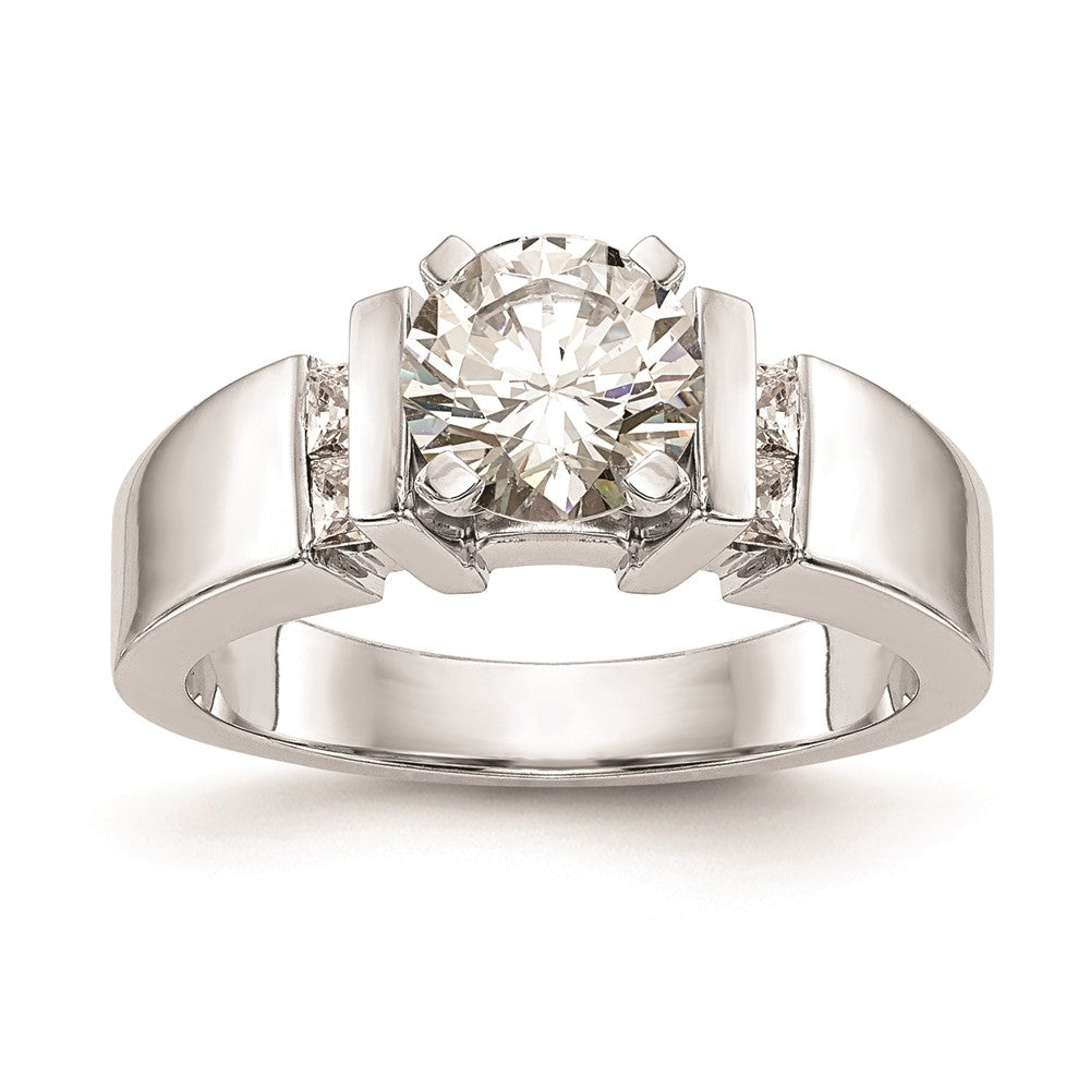 0.25ct. CZ Solid Real 14K White Gold Peg Set Engagement Ring