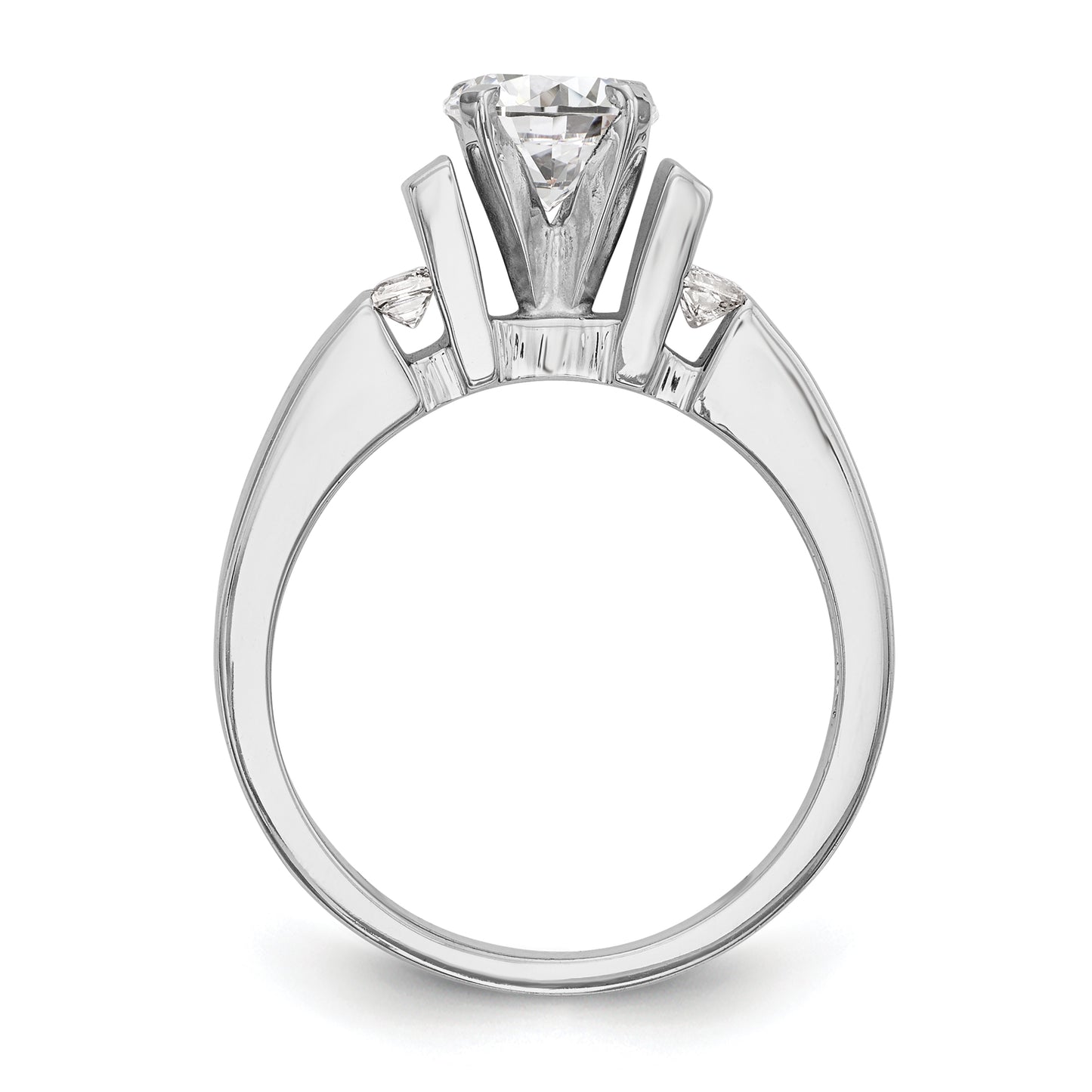 0.25ct. CZ Solid Real 14K White Gold Peg Set Engagement Ring