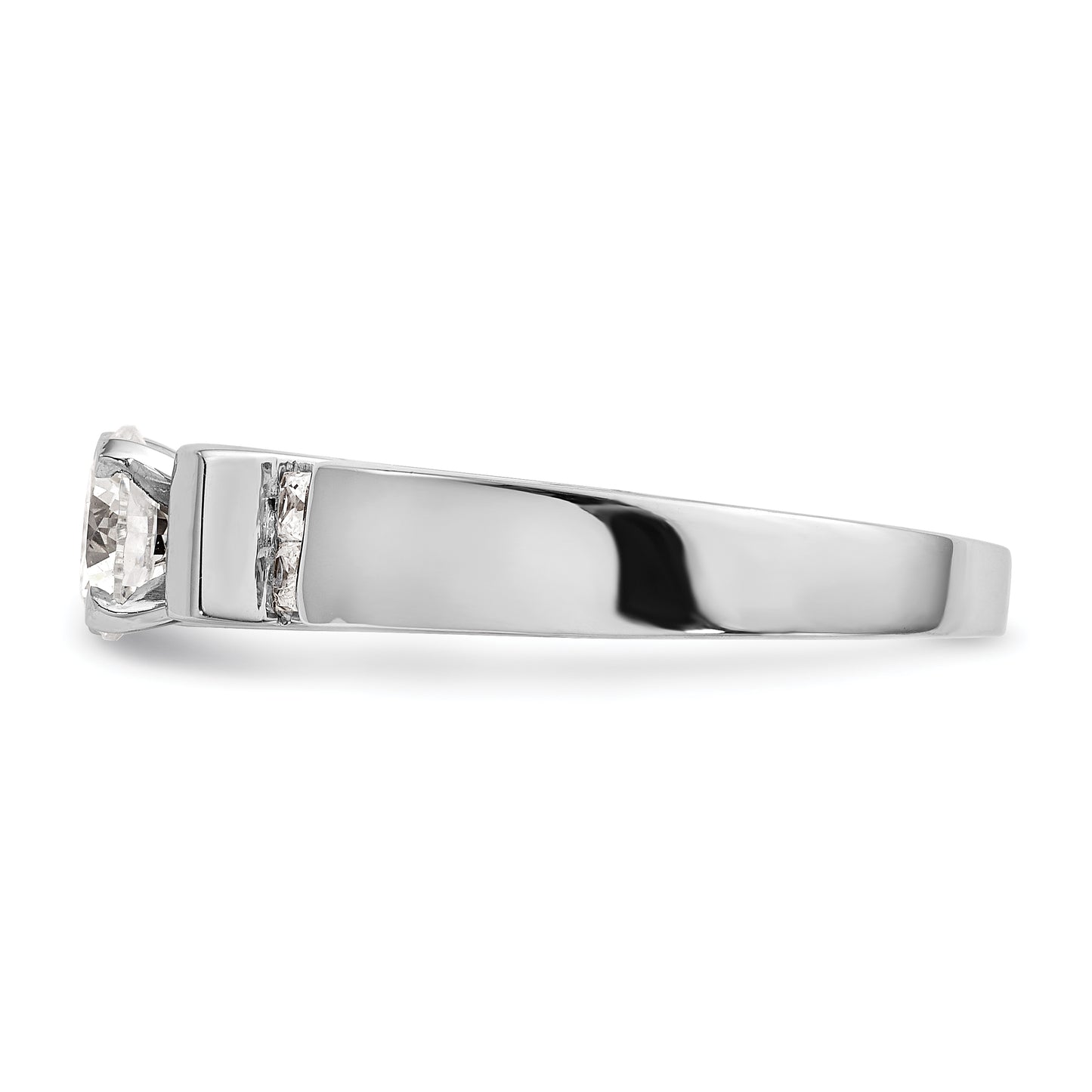 0.25ct. CZ Solid Real 14K White Gold Peg Set Engagement Ring