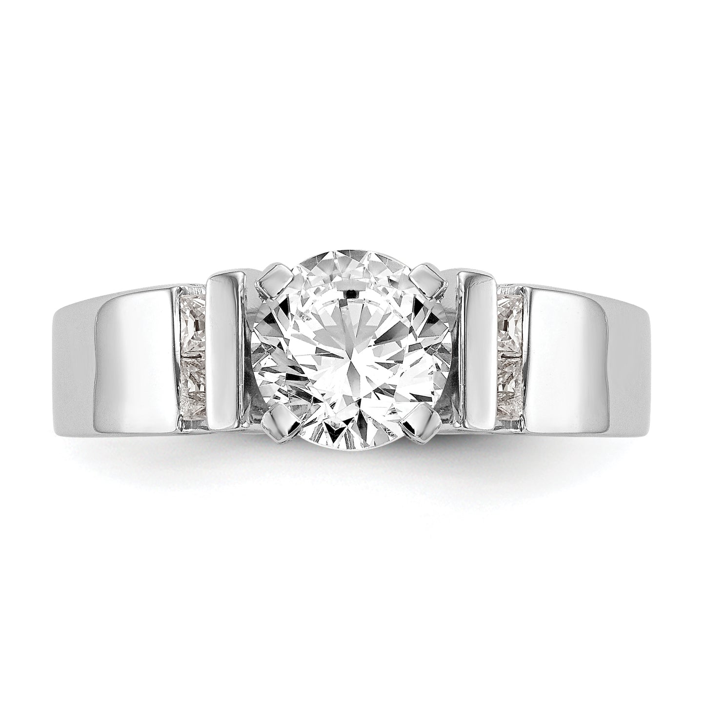 0.25ct. CZ Solid Real 14K White Gold Peg Set Engagement Ring