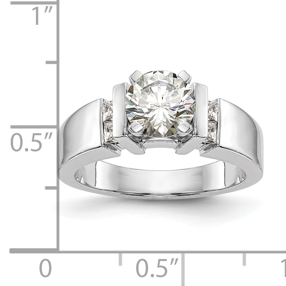 0.25ct. CZ Solid Real 14K White Gold Peg Set Engagement Ring