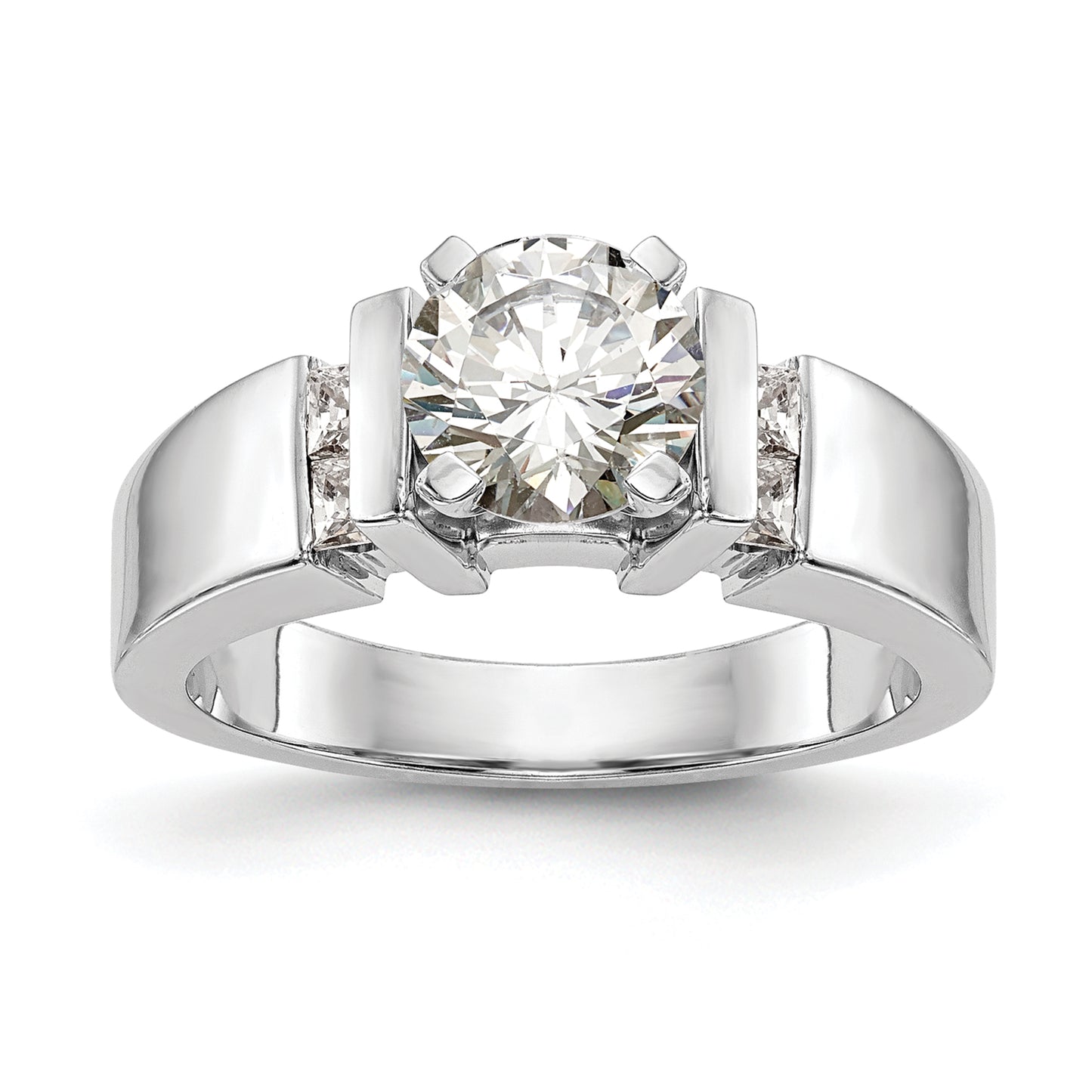 0.25ct. CZ Solid Real 14K White Gold Peg Set Engagement Ring