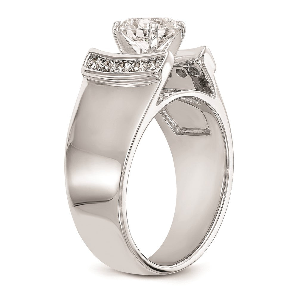 0.25ct. CZ Solid Real 14K White Gold Peg Set Engagement Ring