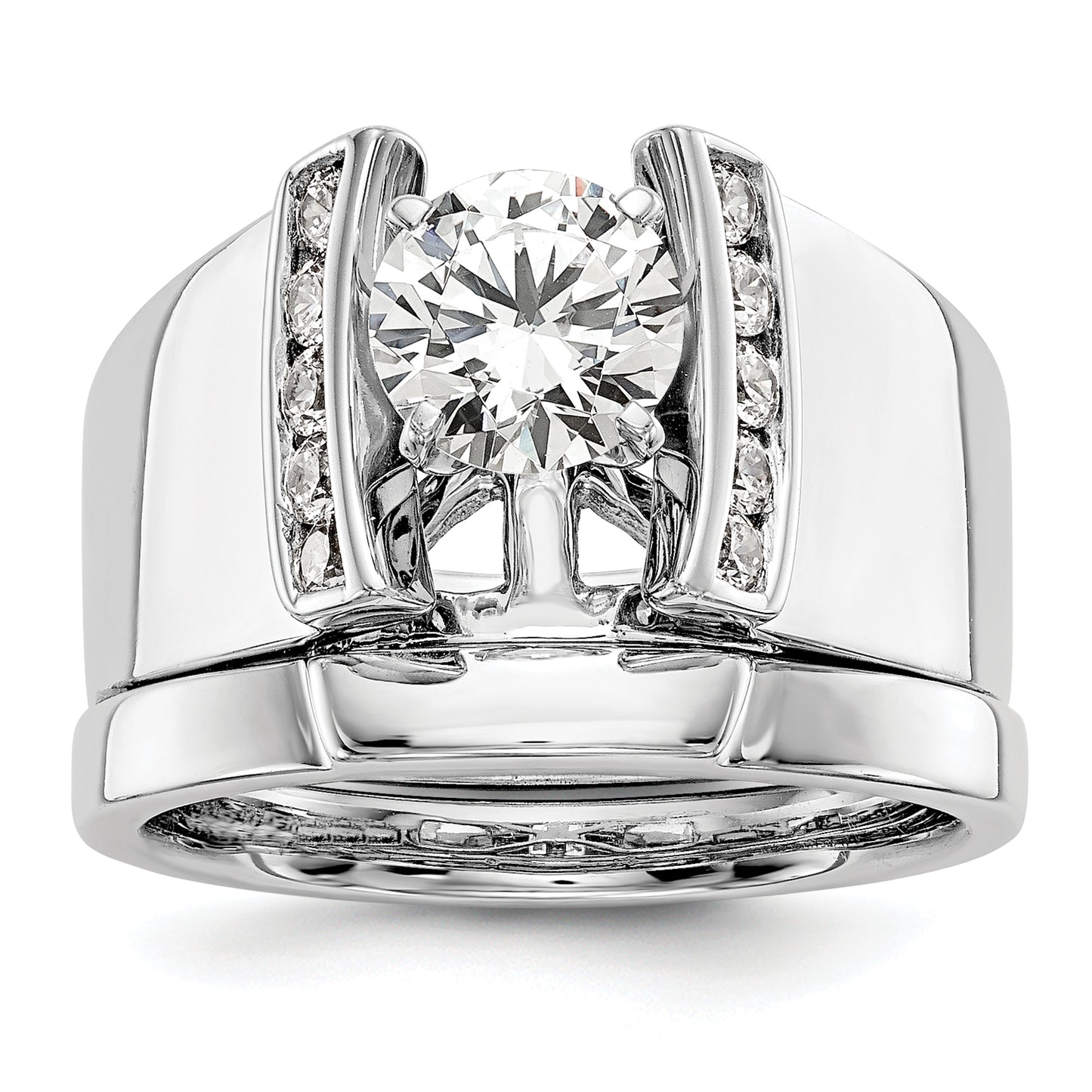 0.25ct. CZ Solid Real 14K White Gold Peg Set Engagement Ring