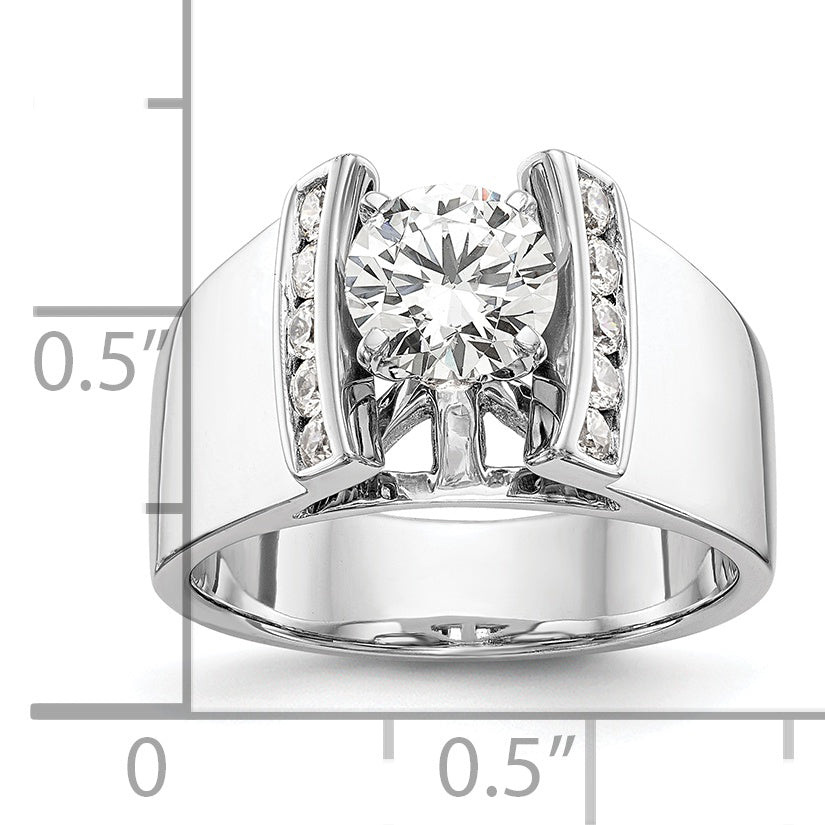 0.25ct. CZ Solid Real 14K White Gold Peg Set Engagement Ring