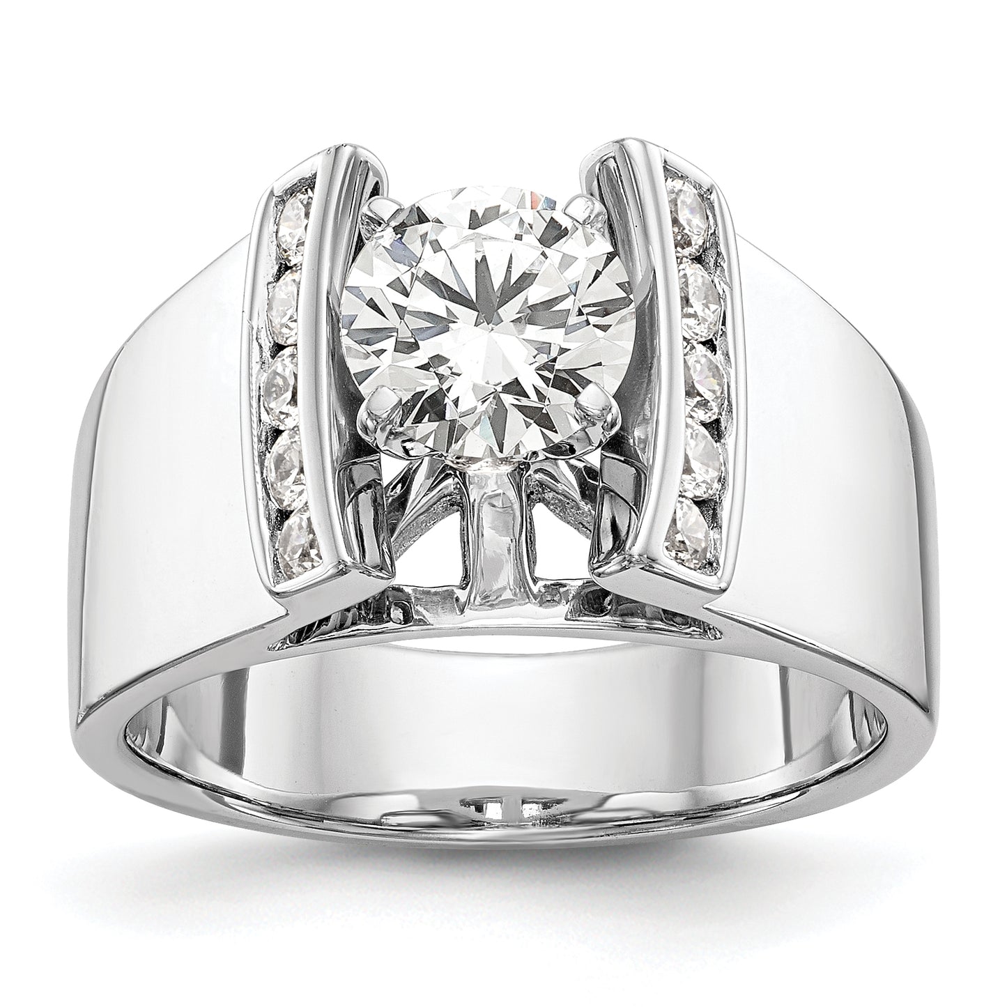 0.25ct. CZ Solid Real 14K White Gold Peg Set Engagement Ring