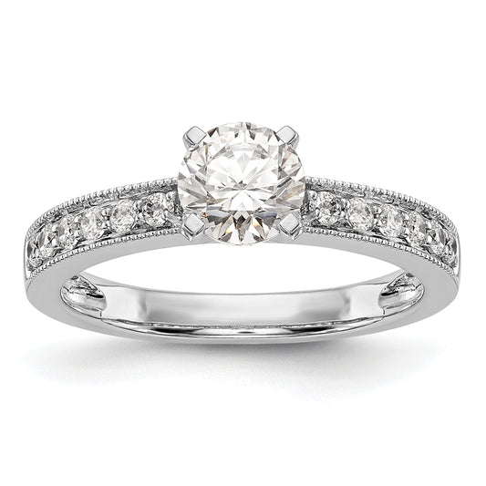 0.24ct. CZ Solid Real 14K White Gold Peg Set Engagement Ring