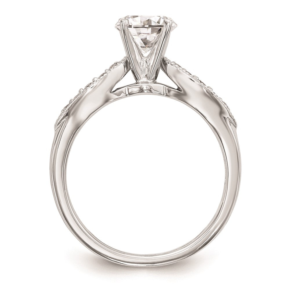 0.12ct. CZ Solid Real 14K White Gold Peg Set Engagement Ring