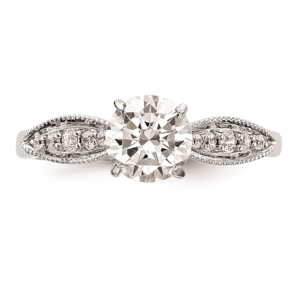 0.12ct. CZ Solid Real 14K White Gold Peg Set Engagement Ring