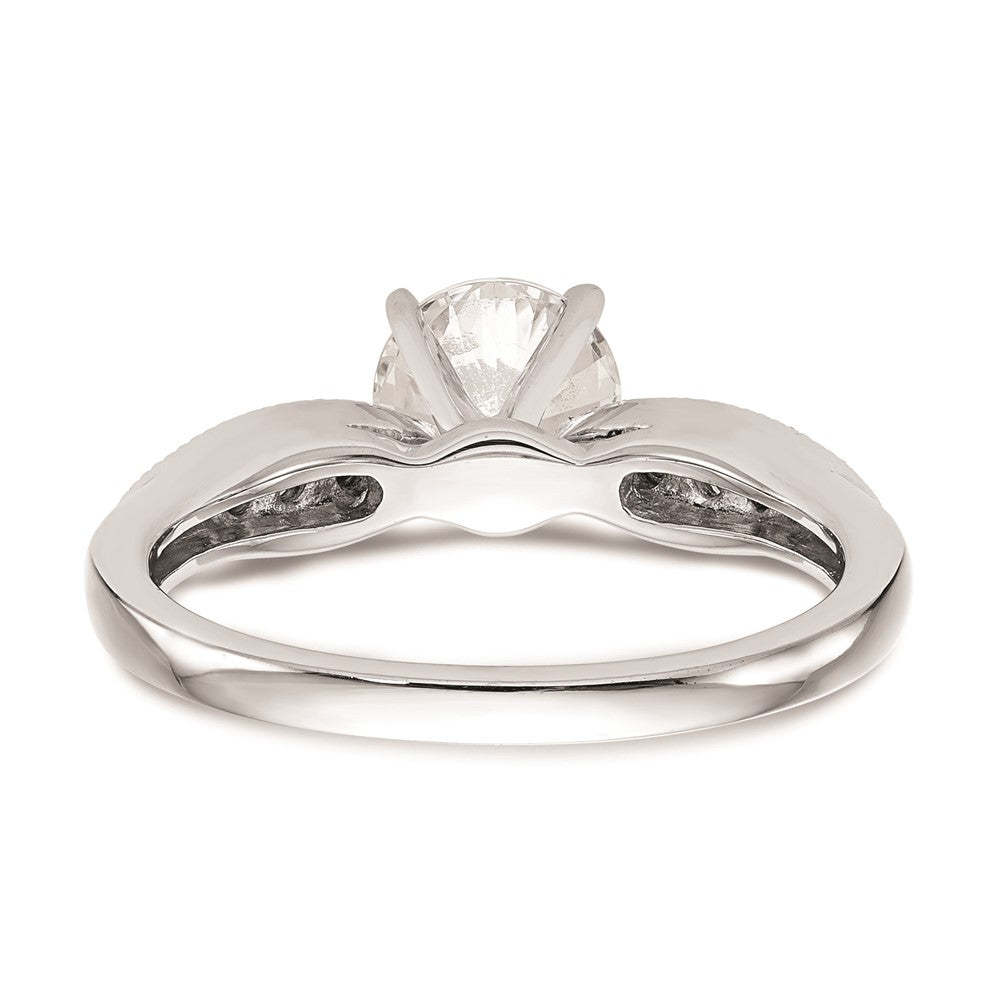 0.12ct. CZ Solid Real 14K White Gold Peg Set Engagement Ring