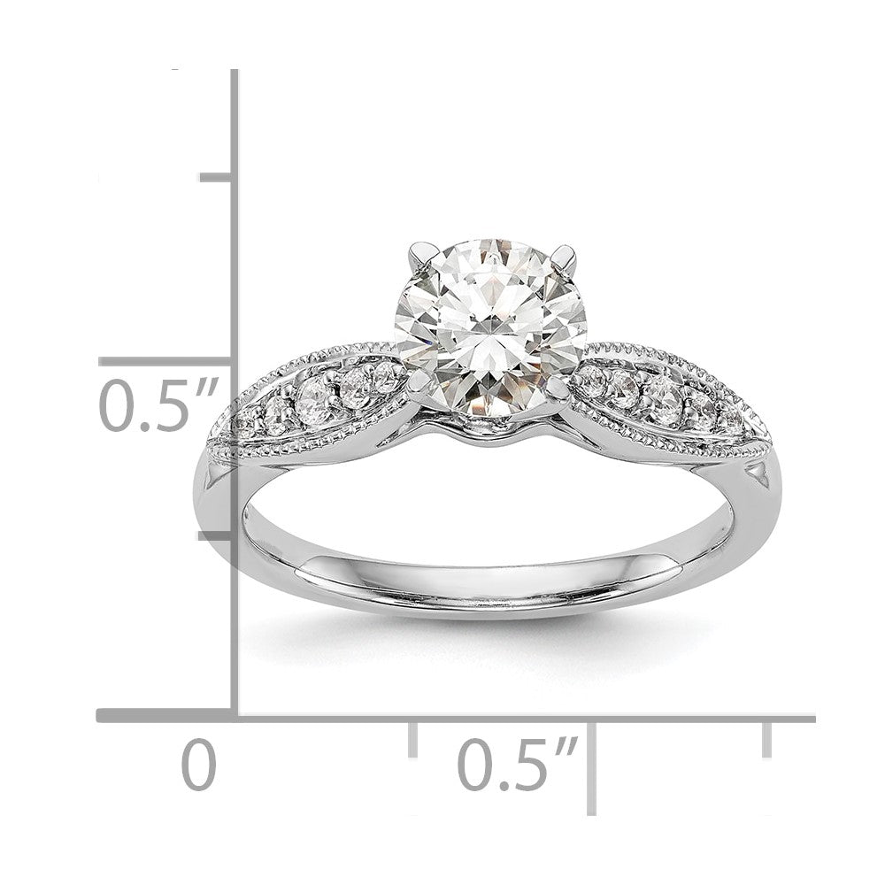 0.12ct. CZ Solid Real 14K White Gold Peg Set Engagement Ring