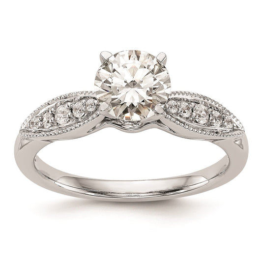 0.12ct. CZ Solid Real 14K White Gold Peg Set Engagement Ring