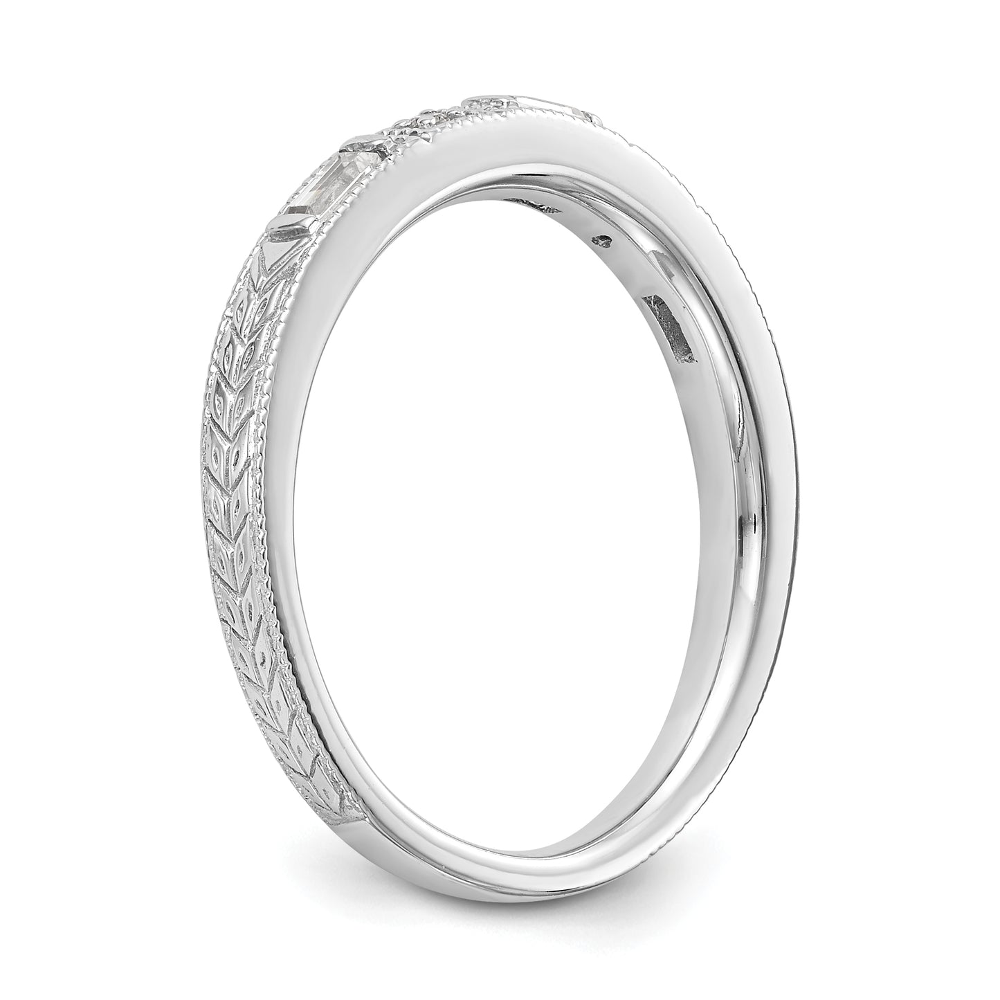 0.10ct. CZ Solid Real 14k White Gold Wedding Wedding Band Ring