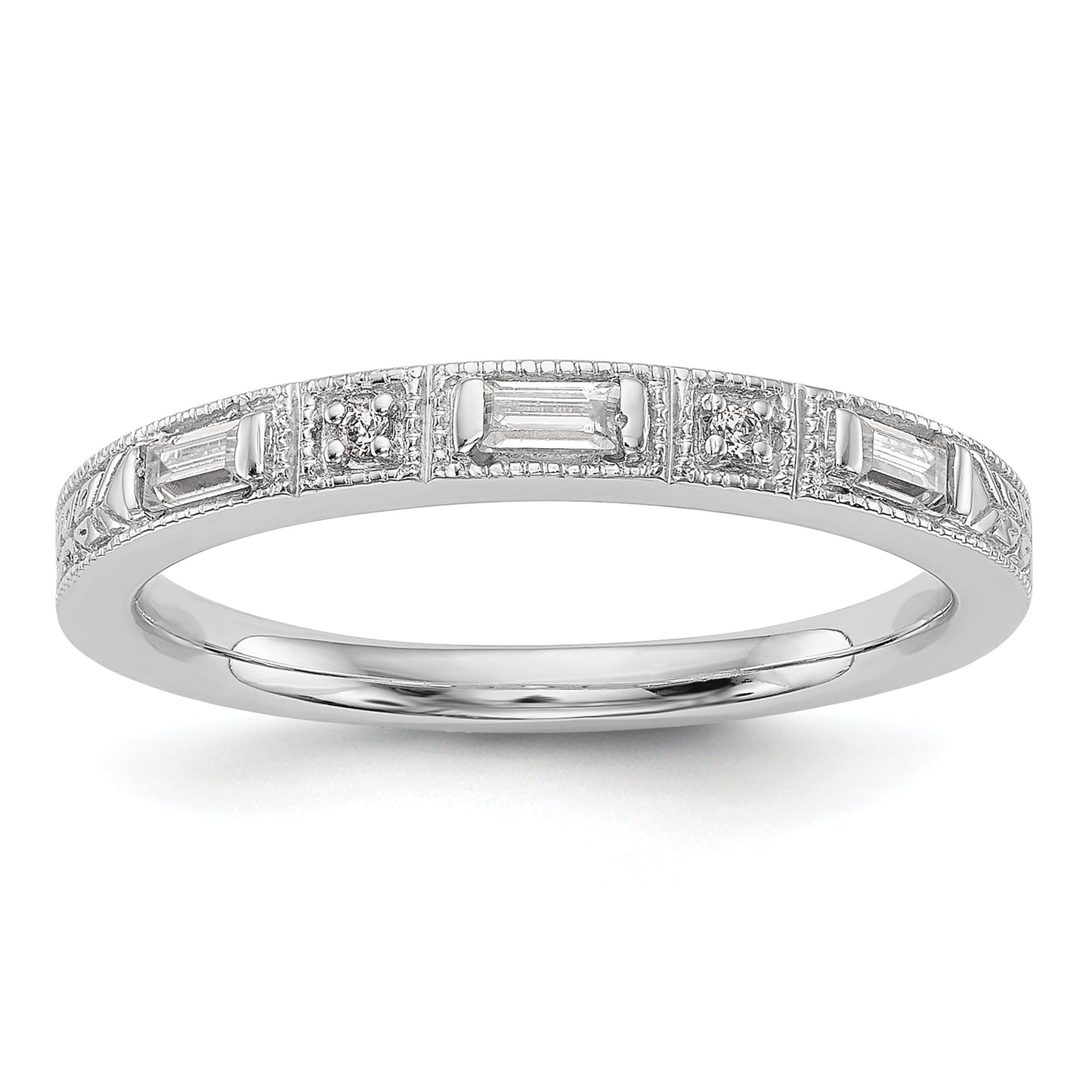 0.10ct. CZ Solid Real 14k White Gold Wedding Wedding Band Ring