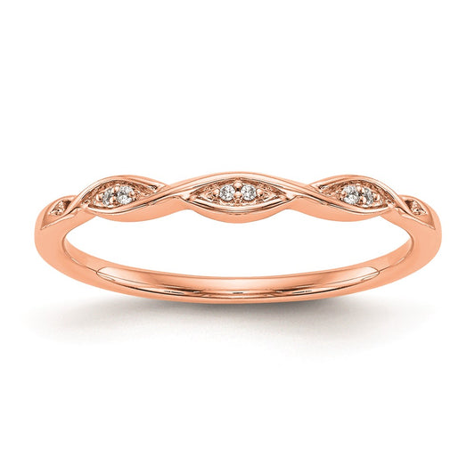 14k Rose Gold Real Diamond Wedding Band