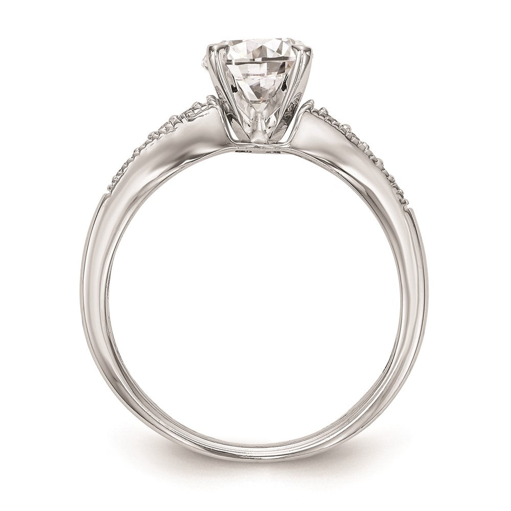 0.10ct. CZ Solid Real 14K White Gold Peg Set Engagement Ring