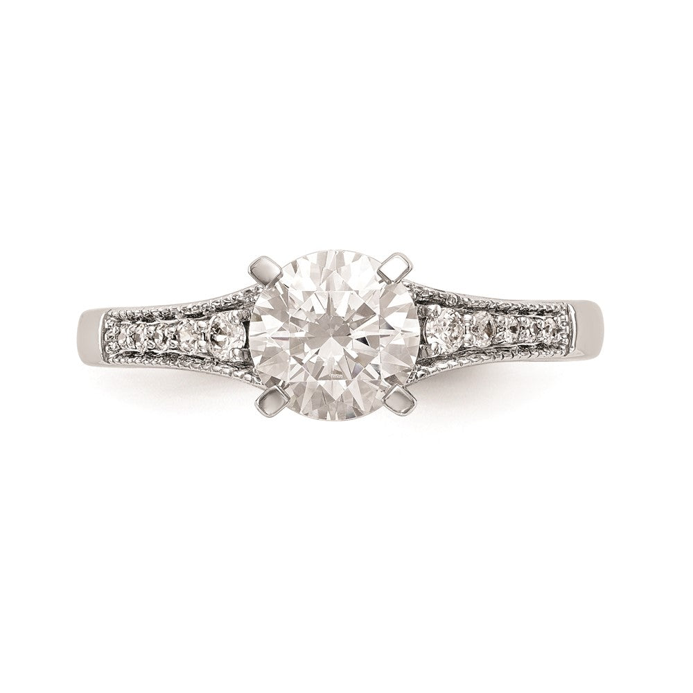 0.10ct. CZ Solid Real 14K White Gold Peg Set Engagement Ring