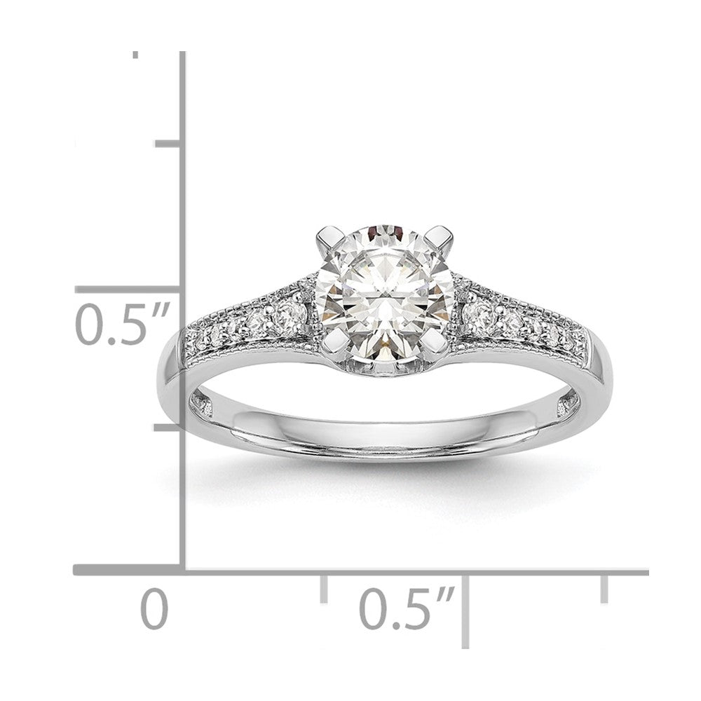 0.10ct. CZ Solid Real 14K White Gold Peg Set Engagement Ring