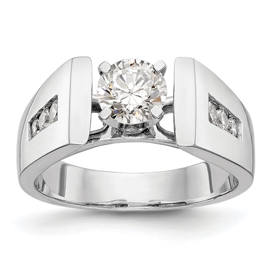 0.22ct. CZ Solid Real 14K White Gold Peg Set Engagement Ring