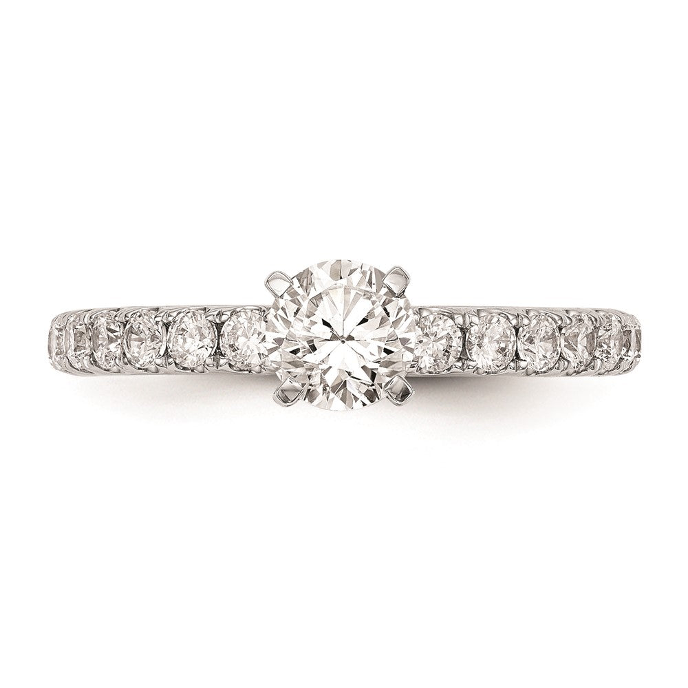 0.49ct. CZ Solid Real 14K White Gold Peg Set Engagement Ring