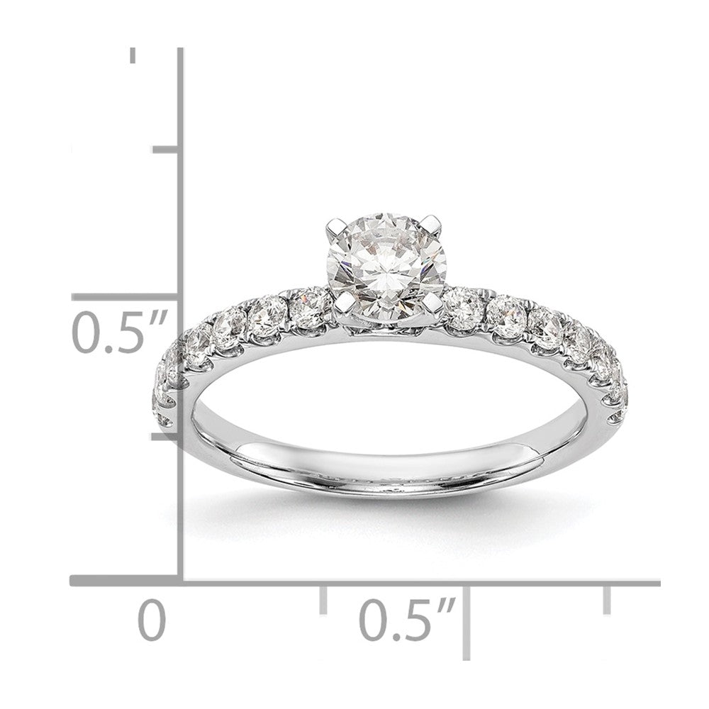 0.49ct. CZ Solid Real 14K White Gold Peg Set Engagement Ring