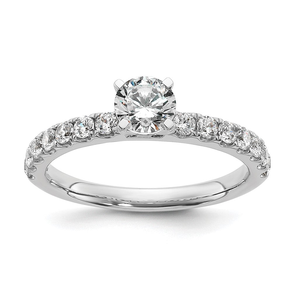 0.49ct. CZ Solid Real 14K White Gold Peg Set Engagement Ring