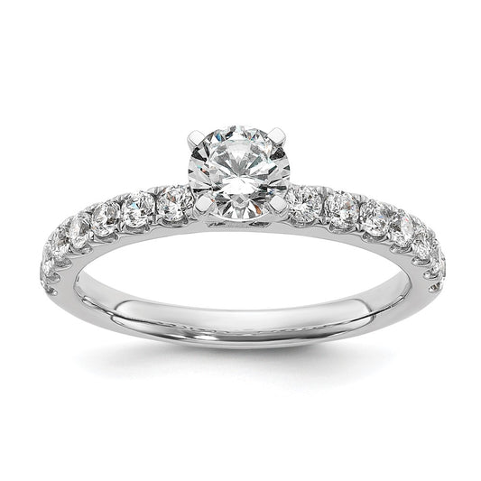 0.49ct. CZ Solid Real 14K White Gold Peg Set Engagement Ring