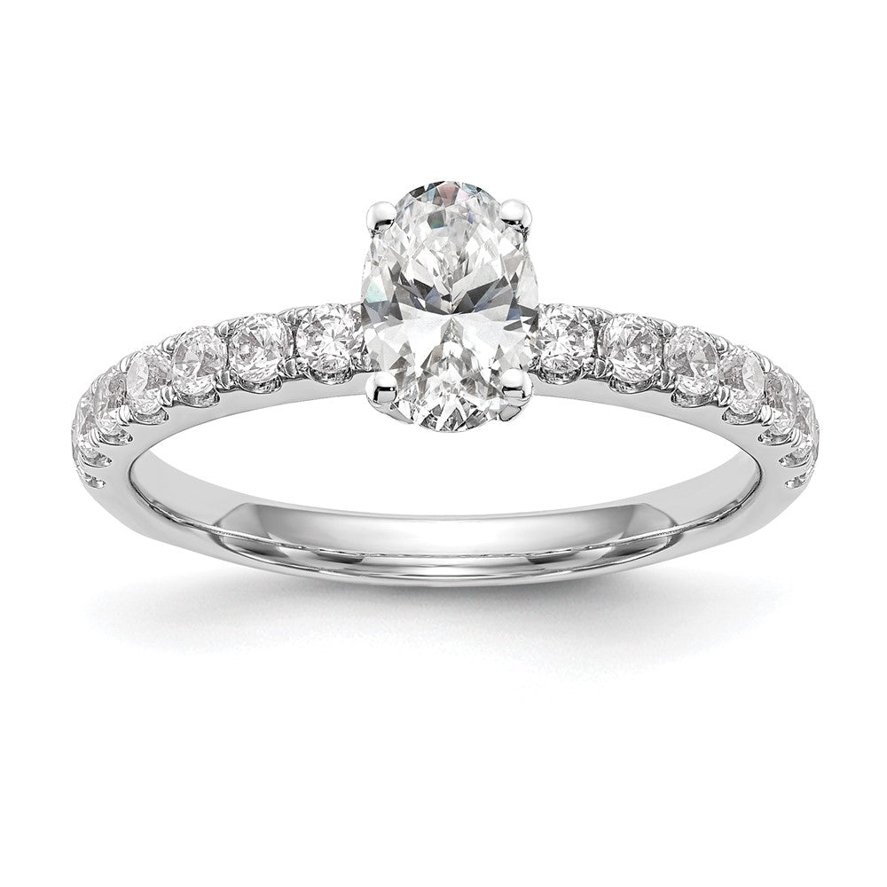 0.49ct. CZ Solid Real 14K White Gold Peg Set Engagement Ring