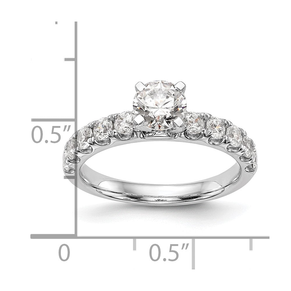 0.70ct. CZ Solid Real 14K White Gold Peg Set Engagement Ring