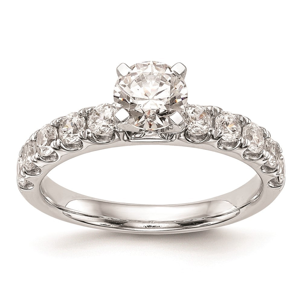 0.70ct. CZ Solid Real 14K White Gold Peg Set Engagement Ring