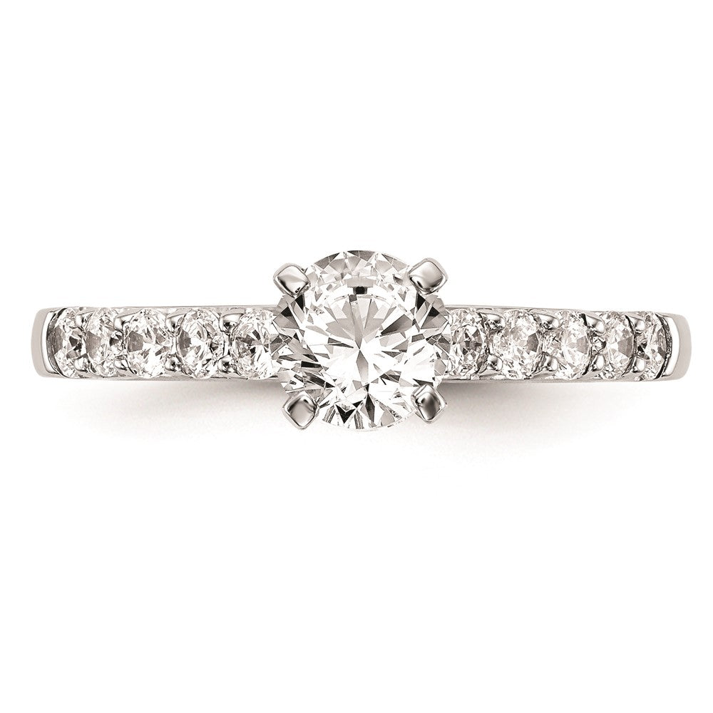 0.45ct. CZ Solid Real 14K White Gold Peg Set Engagement Ring