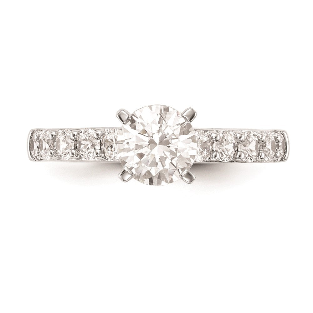 0.70ct. CZ Solid Real 14K White Gold Peg Set Engagement Ring