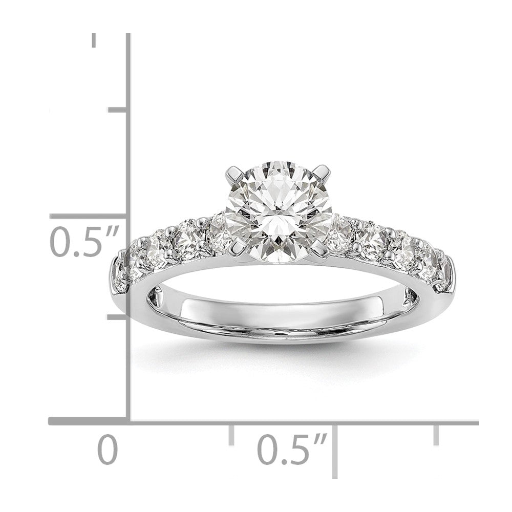 0.70ct. CZ Solid Real 14K White Gold Peg Set Engagement Ring