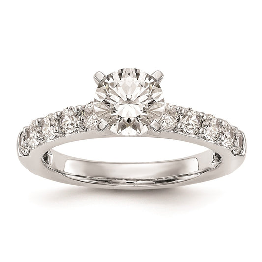 0.70ct. CZ Solid Real 14K White Gold Peg Set Engagement Ring