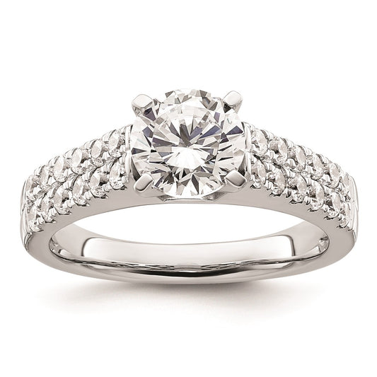 0.67ct. CZ Solid Real 14K White Gold Peg Set Engagement Ring