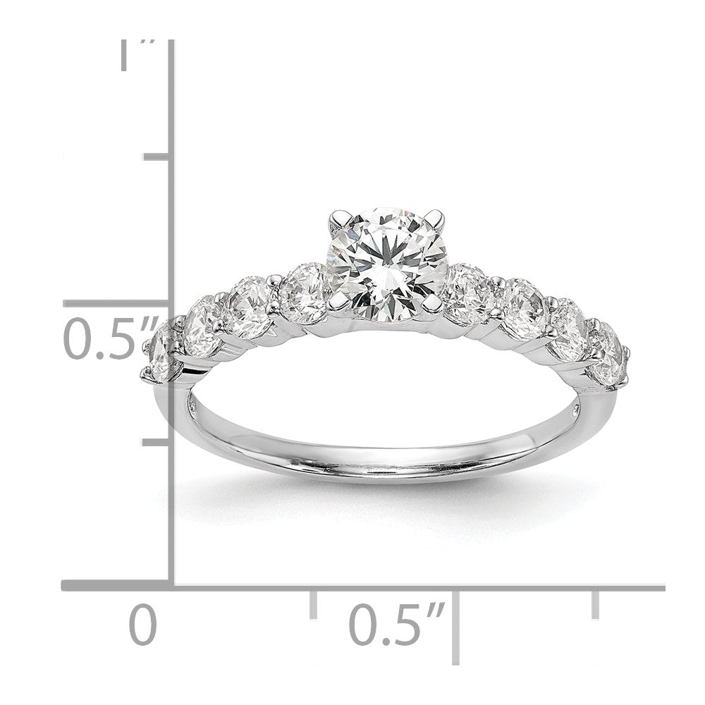 0.72ct. CZ Solid Real 14K White Gold Peg Set Engagement Ring