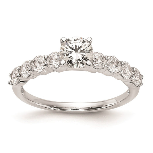 0.72ct. CZ Solid Real 14K White Gold Peg Set Engagement Ring