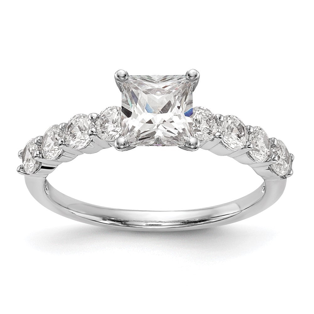 0.72ct. CZ Solid Real 14K White Gold Peg Set Engagement Ring