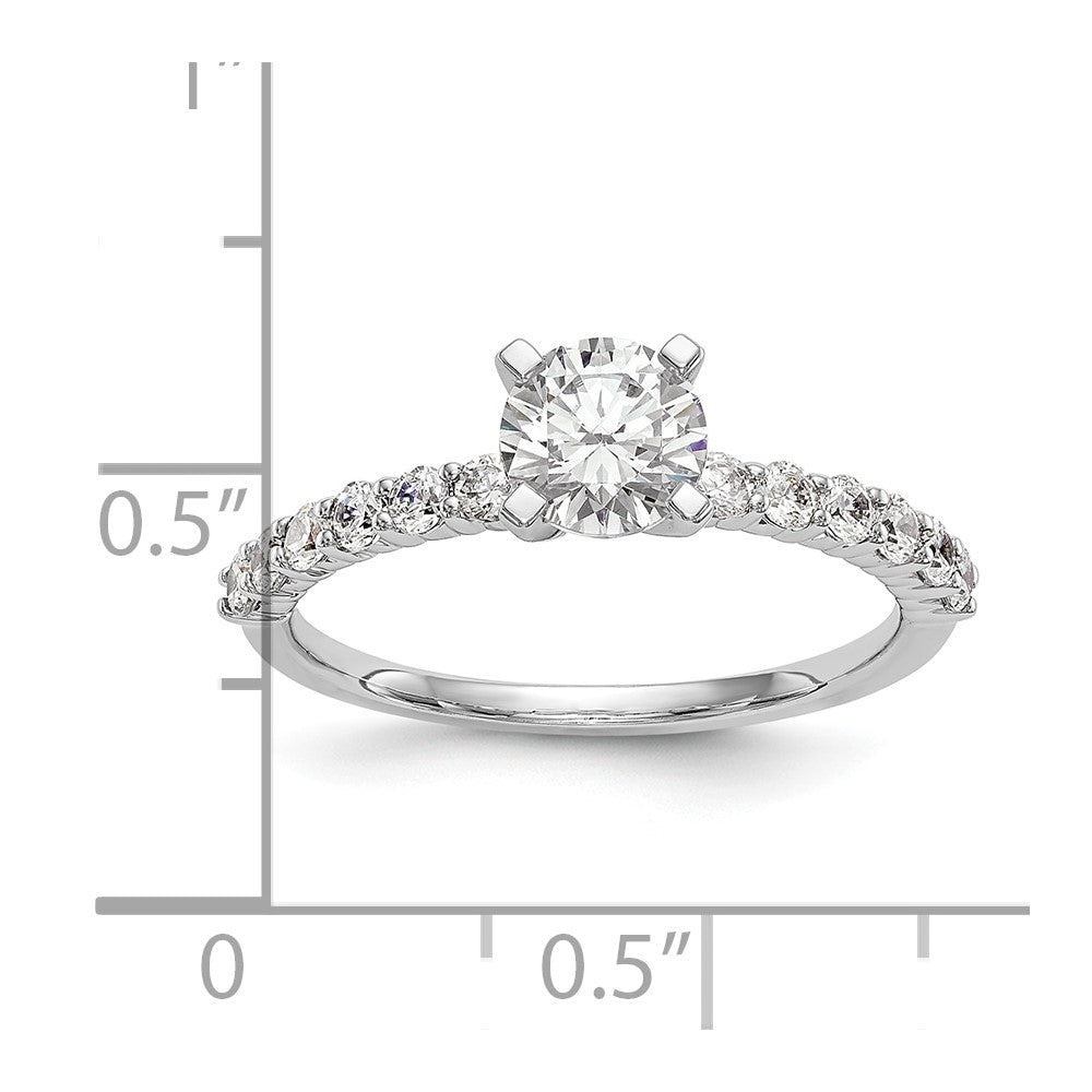 0.42ct. CZ Solid Real 14K White Gold Peg Set Engagement Ring