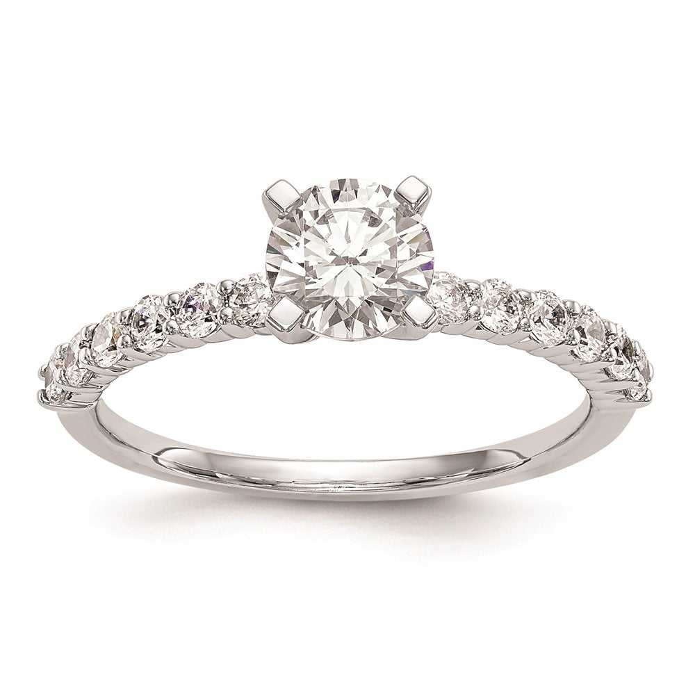 0.42ct. CZ Solid Real 14K White Gold Peg Set Engagement Ring