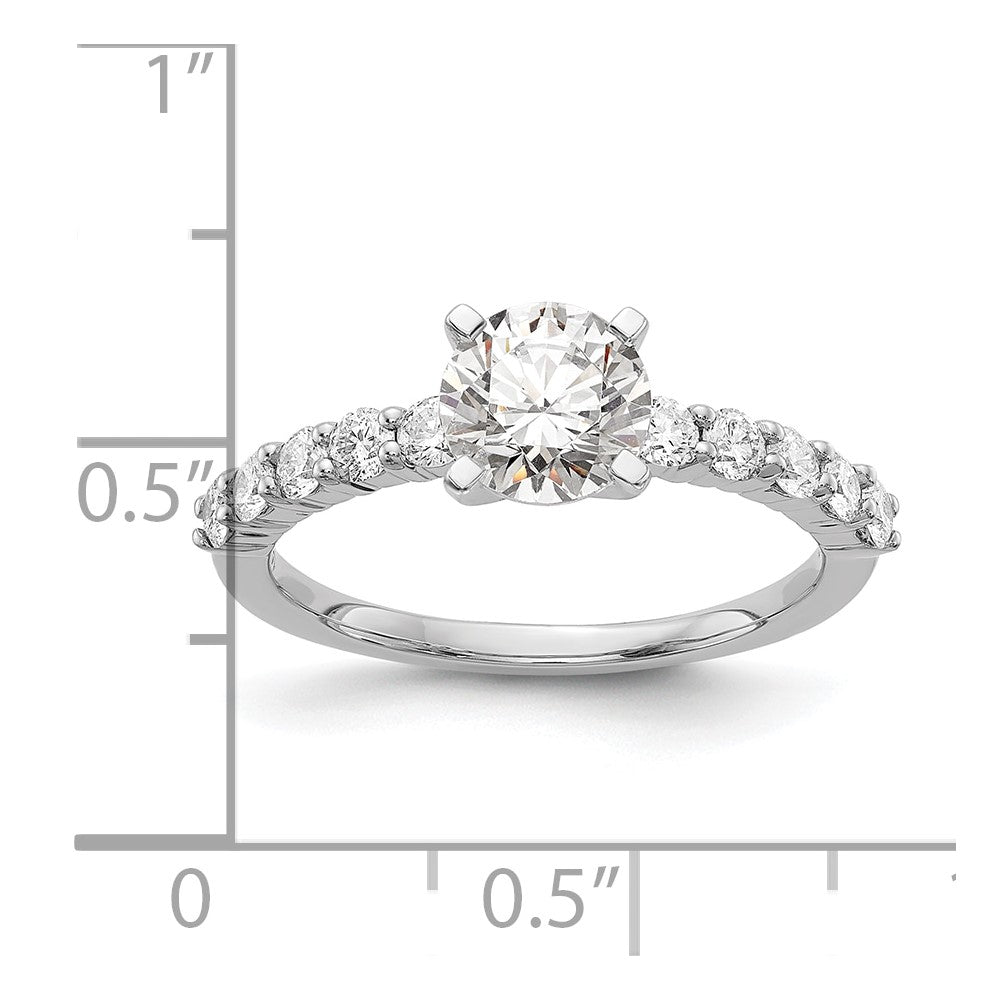 0.50ct. CZ Solid Real 14K White Gold Peg Set Engagement Ring