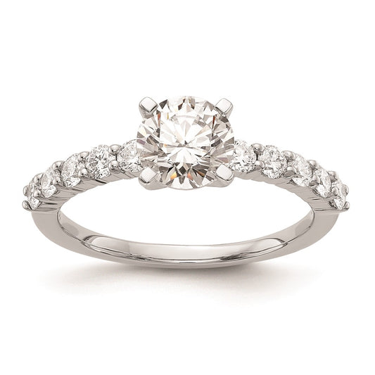 0.50ct. CZ Solid Real 14K White Gold Peg Set Engagement Ring