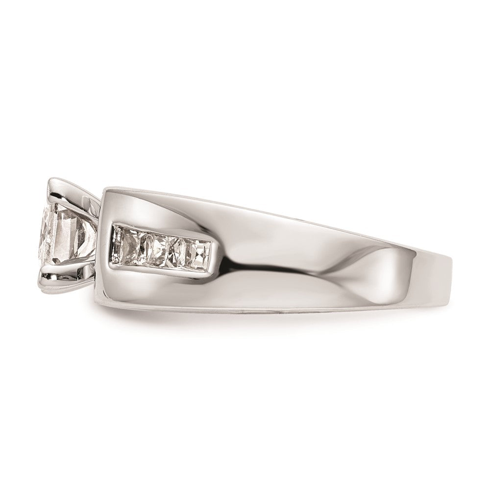 0.38ct. CZ Solid Real 14K White Gold Peg Set Engagement Ring