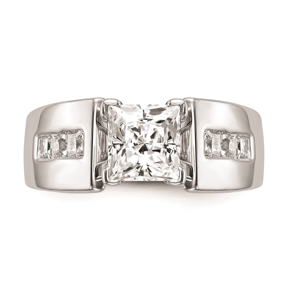 0.38ct. CZ Solid Real 14K White Gold Peg Set Engagement Ring